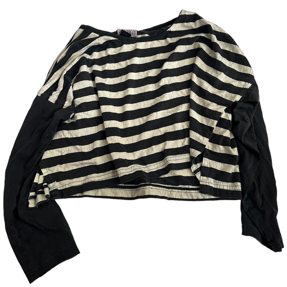 Pink Dragon black and white stripe shirt size small
